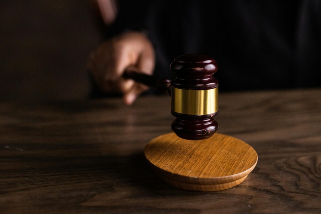gavel on a table